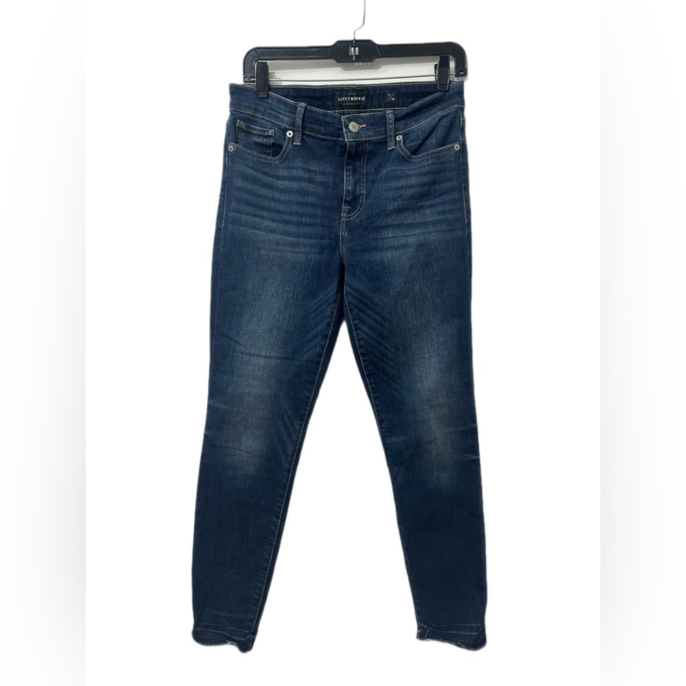 Lucky Brand Skinny Blue‎ Denim Jeans with patch logo Size 6